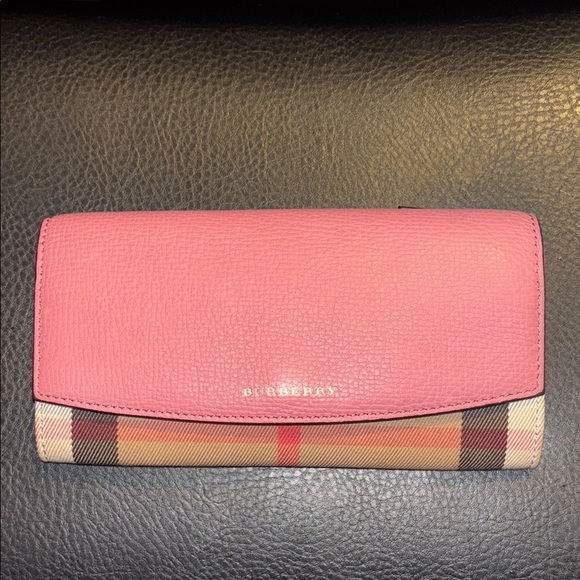 Burberry Pink and Tan Women's Wallet - Picture 1 of 6